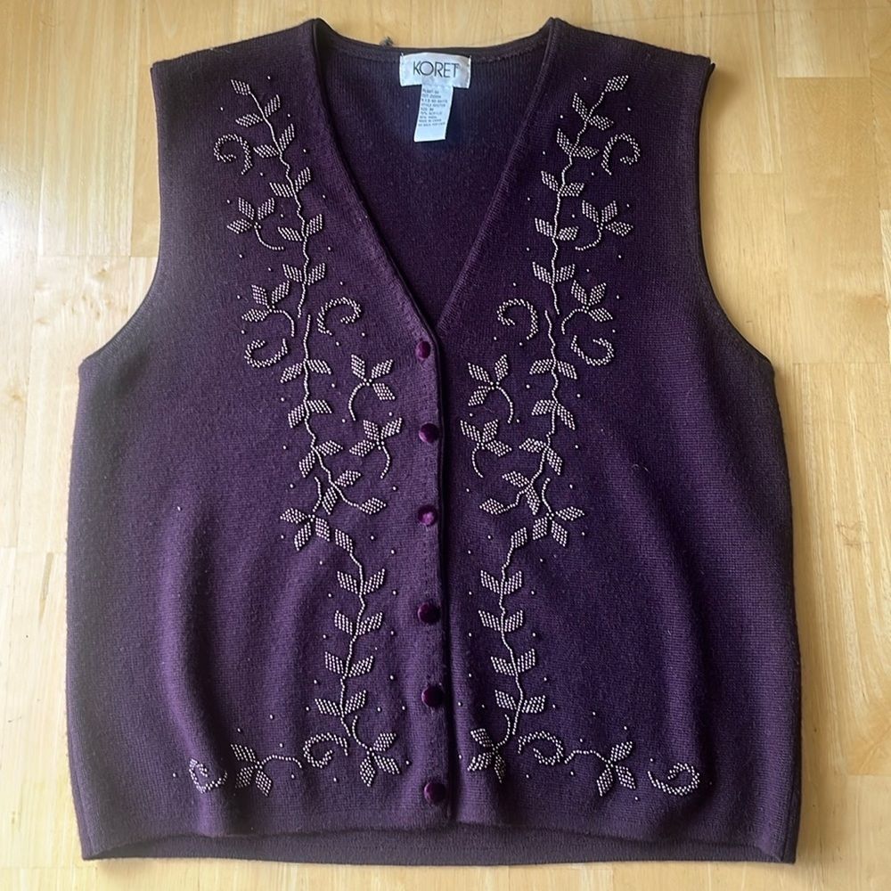 Vintage Wool Blend Beaded Sweater Medium